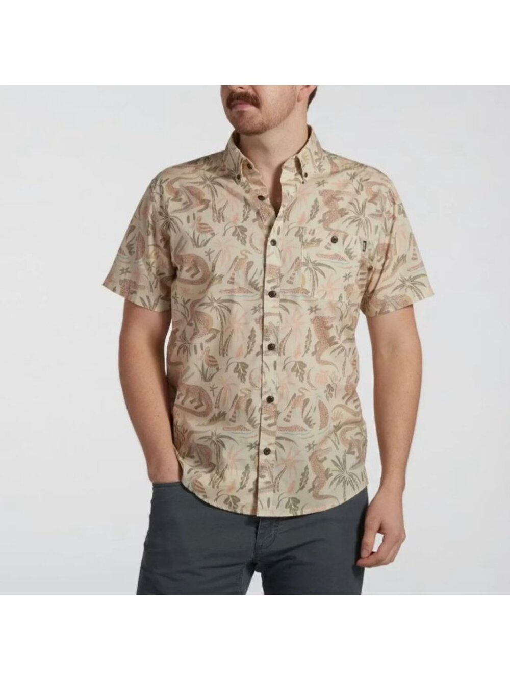 Howler Brothers Mansfield Camp Shirt Small Men Tropical Gator